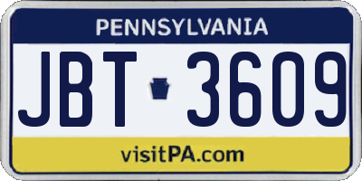PA license plate JBT3609