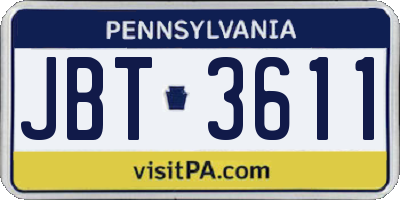 PA license plate JBT3611