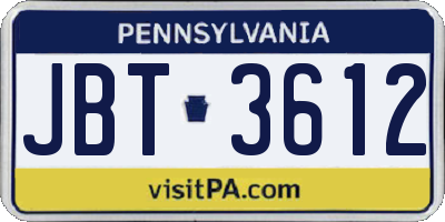 PA license plate JBT3612