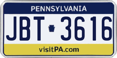 PA license plate JBT3616