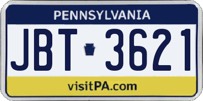 PA license plate JBT3621