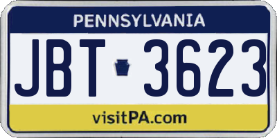 PA license plate JBT3623