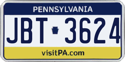 PA license plate JBT3624
