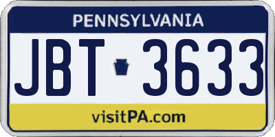 PA license plate JBT3633