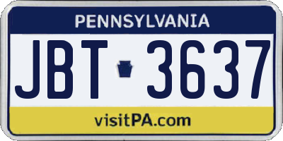 PA license plate JBT3637