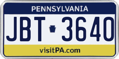 PA license plate JBT3640