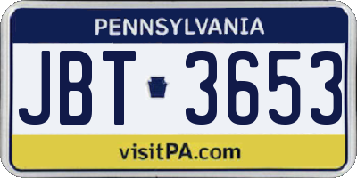 PA license plate JBT3653