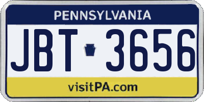 PA license plate JBT3656