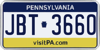 PA license plate JBT3660
