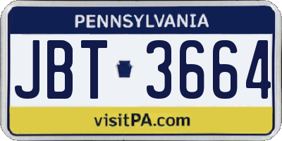 PA license plate JBT3664
