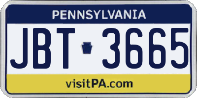 PA license plate JBT3665