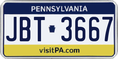 PA license plate JBT3667