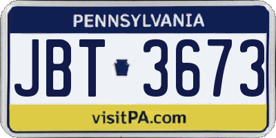 PA license plate JBT3673