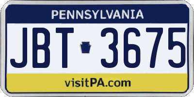 PA license plate JBT3675