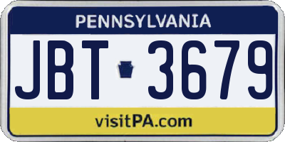 PA license plate JBT3679