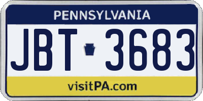 PA license plate JBT3683
