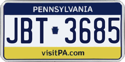 PA license plate JBT3685