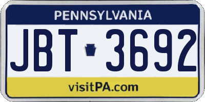 PA license plate JBT3692