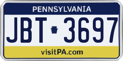 PA license plate JBT3697