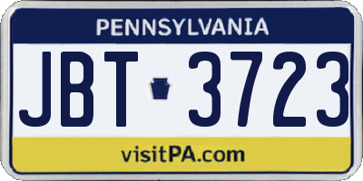 PA license plate JBT3723