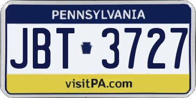 PA license plate JBT3727