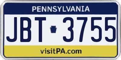 PA license plate JBT3755