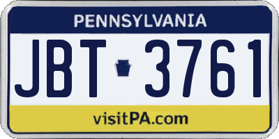 PA license plate JBT3761