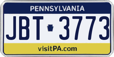 PA license plate JBT3773