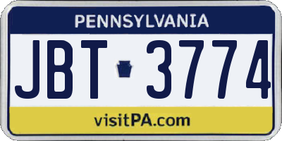 PA license plate JBT3774