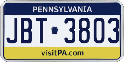PA license plate JBT3803