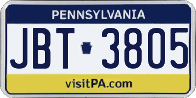 PA license plate JBT3805