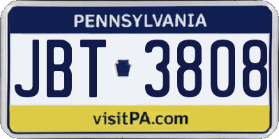 PA license plate JBT3808