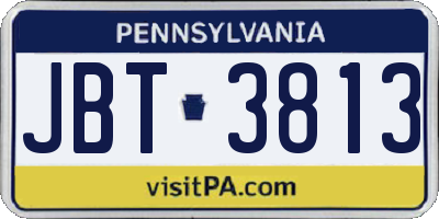 PA license plate JBT3813