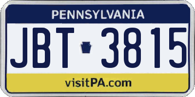 PA license plate JBT3815