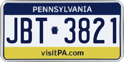 PA license plate JBT3821