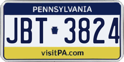 PA license plate JBT3824