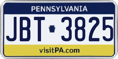PA license plate JBT3825