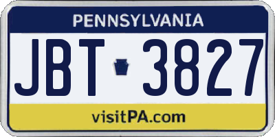 PA license plate JBT3827