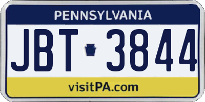 PA license plate JBT3844