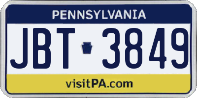 PA license plate JBT3849