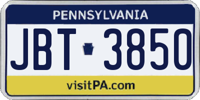 PA license plate JBT3850
