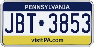 PA license plate JBT3853