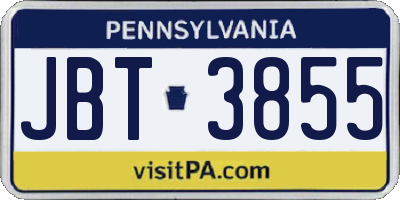 PA license plate JBT3855