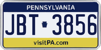 PA license plate JBT3856