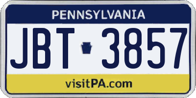 PA license plate JBT3857