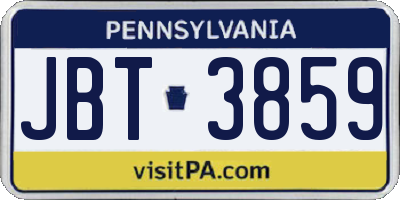 PA license plate JBT3859