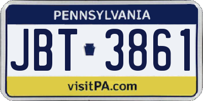 PA license plate JBT3861