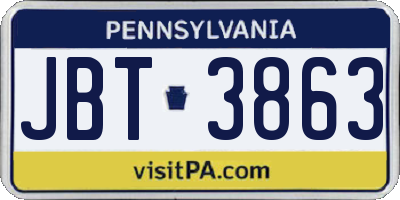 PA license plate JBT3863
