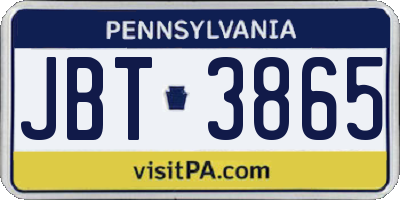 PA license plate JBT3865