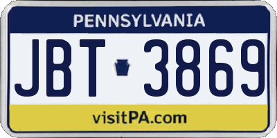 PA license plate JBT3869